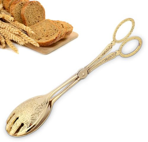 Pince À Soupe Dorée, Pince À Soupe À Salade En Acier Inoxydable, Pince À Soupe Barbecue, Pince À Soupe À Gâteau De Cuisine Double Face, Buffet De Pain À Salade, Pince À Soupe Omnivore 22cm