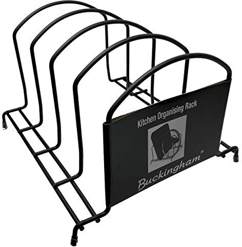 Buckingham Premium Küchen-Organisierungs-Backblech & Schneidebrett Rack High End, Stahl, Schwarz, 26 cm