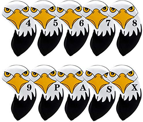 Black Neoprene Golf Iron Covers Set - Club Head Covers - Wedge Iron Protective Headcover fits for Oversized, Standard Size Golf Irons, Gifts for Golf Player, Dad, Father