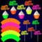 40 Pcs Glow in The Dark Neon Cupcake Toppers & Wrappers - Glow Party Supplies for Neon Birthday Party & Wedding Decorations