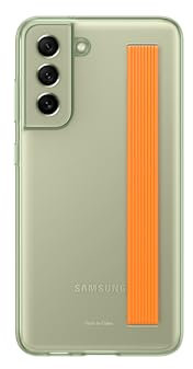Samsung Slim Strap Smartphone Cover EF-XG990 für Galaxy S21 FE, Handy-Hülle, Schutz Case, stoßfest, dünn und griffig, mit Halteband, Grün