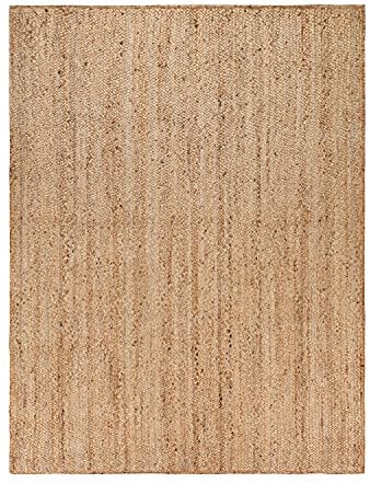 TT Home Wohnzimmer Teppich Jute Kurzflor Wohnzimmerteppich Natur Modern Boho Handgemacht, Farbe: Natur 3, Größe:160x230 cm