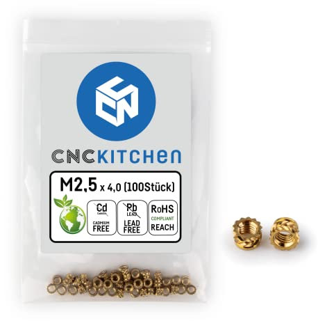 CNC KITCHEN Original Gewindeeinsatz M2,5x4, 100 Stück