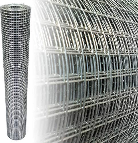 Garmix Grillage à Poule & Lapin | Clôture Poulailler | pour Enclos Parc Jardin | Fils de Fer Galvanisé, Maille Carrée (100cm x 25m 0.80mm, 12mm)
