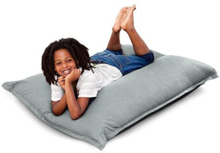 SMOOTHY Original Cotton Junior Indoor XL Sitzsack 250L Riesensitzsack Sitzkissen Sessel aus Baumwolle; Perfekt für Kinder (140 x 110 cm, Steingrau)