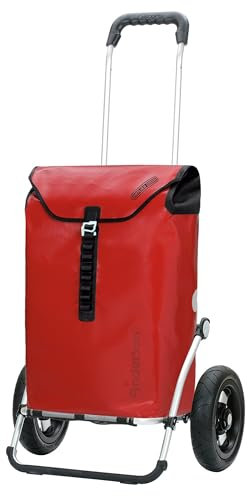 ANDERSEN Einkaufstrolley - Royal Shopper Ortlieb rot 49 L Handwagen, wasserdicht, wetterfest, Aluminium, klappbar, luftbereiftes Kugellagerrad