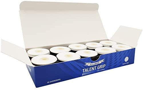 G-Lueck 10er Set Tennis Griffband 0,60mm Stärke | Overgrip für Squash Badminton Schläger & Kicker inkl. selbstklebendes Abschlußband | sehr griffig, Anti-Rutsch (Weiß)