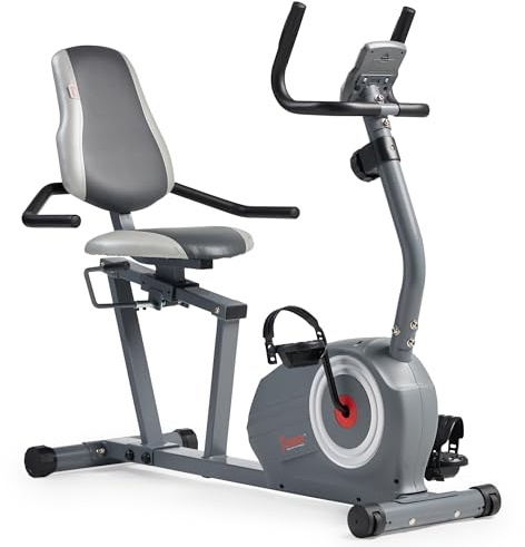 Sunny Health & Fitness Smart Liegeergometer mit Magnetwiderstand für Cardio | SunnyFit-App, Gelenkschonend, Verstellbarer Sitz, 8-stufig Magnetwiderstand, Pulssensoren, Bis zu 135 kg Belastbarkeit