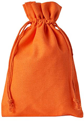 ORGANZABEUTEL24 5 Baumwollsäckchen, 40x30 cm, Stoffbeutel zum Zuziehen, Geschenkverpackung, Ostern, Halloween, Geburtstag, Dekoration, Aufbewahrung, Spielzeug, Geschenkbeutel, Stoffsäckchen (Orange)