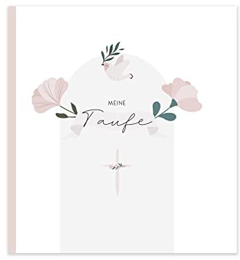 HIMMEL.HERZ.PAPIER® Gästebuch Taufe Mädchen - Taufbuch Mädchen - Fotoalbum Taufe - Taufalbum - Taufgeschenke für Mädchen (Rosé)