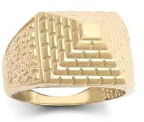 Jewelco London Kids Solid 9ct Yellow Gold Egyptian Pyramid 10mm Signet Pinky Ring - Size M