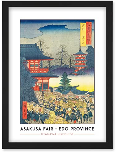 Wee Blue Coo Asakusa Fair Edo Province Utagawa Hiroshige Japanese Woodblock Classic Collection Artwork Framed Wall Art Print A4