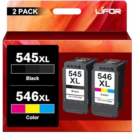 LIFOR Replacement for Canon Ink Cartridges 545XL 546XL PG-545XL CL-546XL for Pixma TS3355 TS3350 TS3150 MG3050 MG2550S MG2950 TR4550 TR4551 TR4650 MX495 (1 Black 1 Colour) Packing May Vary