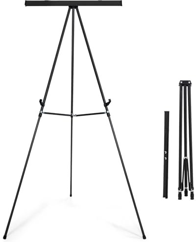 Falling in Art Extra großes 177,8 cm hohes Flipchart-Stativ, Staffelei, Ständer, Schwarz, robuster Aluminium-Präsentationsständer, Showroom-Display-Ständer für Schilder, Gemälde und Poster