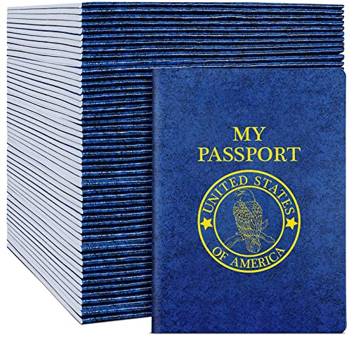 Woanger Reisepass-Notizbuch, blanko, Blau, 10,2 x 14,9 cm, für Kinder, Operation, Weltreise, Schulaktivität, klassisch, 200 Stück