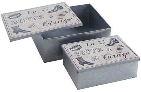 Boites vintage en métal galvanisé Boîte à cirage (Lot de 2)