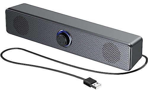 WEIDU Enceinte PC Bluetooth 5.0 Alimenté par USB 2 en 1 Haut-Parleur d'Ordinateur avec 2 Diaphragmes Stéréo 3D Contrôle du Volume pour PC Bureau Ordinateur Portable
