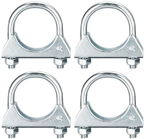 sourcing map Muffler U-Bolt Clamps for 42mm(1-5/8) Diameter Exhaust Tail Pipe, 4pcs Exhaust U Clamp Saddle Type U-Bolt Clamps