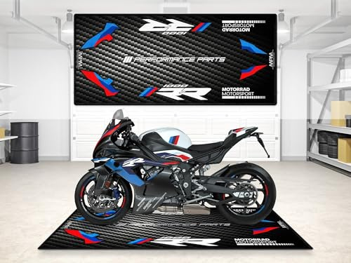 wibeart MPM Motorradmatte für M1000RR, waschbar, rutschfest, öl- und wasserabweisend, für den Einsatz in Garage, Ausstellungsraum und Werkstatt | Größe 2: 102 x 47/260 x 120 cm