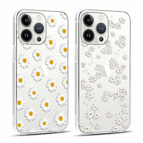 Yoedge 2 × Cover per iPhone 13 Pro 6,1 - Custodia Fiori Fiore per Telefono in Trasparente con Margherita Aesthetic Motivi Design, Custodie per Cellulare in Silicone TPU per iPhone 13 Pro Case