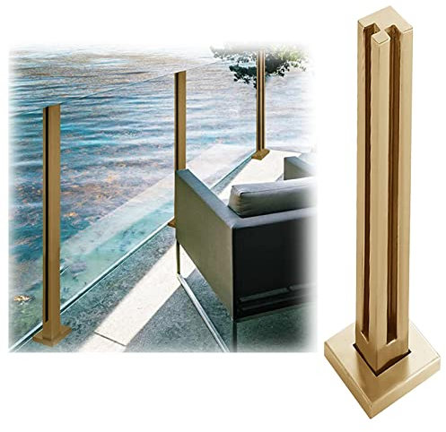 Geländerpfosten aus Glas für Geländer aus Metall, Innen-/Außen-Glasgeländer-System-Set, robuste Plattformzaun-Stützstange mit Stabiler Basis und Zubehör (Farbe: Eckpfosten, Größe: 95 cm).