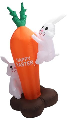 6ft Aufblasbarer Osterhase, wasserdichte Außendekoration mit Auffälligem Cartoon-Design für Feiertage, Partys, Garten (EU-Stecker 220 V)