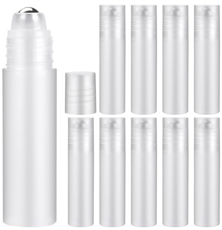 BAMTTOO 10pcs 5ml Roller Bottle Empty Oil Roller Ball Plastic Tattoo Ink Bottles Liquid Bottle Dispenser Mini Perfume Bottles Essential Oil Bottles