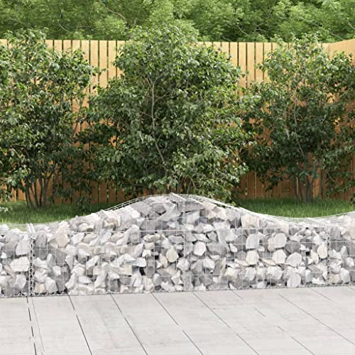 Natulvd Arched Gabion Basket | 200x50cm Large Gabion Basket Cage | Galvanized Rock/Stone Walls Mesh Fencing | Gabion Retaining Wall for Outdoor Garden Patio | 40-60CM H