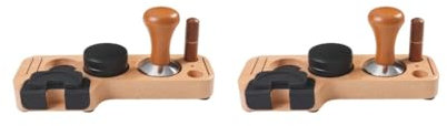 2 Set of Espresso Tamping Stand Set Barista Part for Kitchens Worktop Coffee Bar Beech 51mm