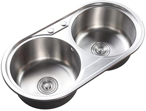 Fregadero de Cocina Fregadero de Cocina de Acero Inoxidable de Doble tazón Fregadero bajo encimera Fregadero Redondo de Doble tazón Fregadero de Barra Estación de Trabajo con desagüe Dispens