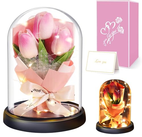 Fiore Artificiale Regalo di la Festa Della Mamma, Idee Tulipani Regalo Donna, Romantico Kit di Tulipani Regalo Mamma Nonna, Regalo per Lei, Fiore Regalo Anniversario per Lei Idee Regalo Nascita