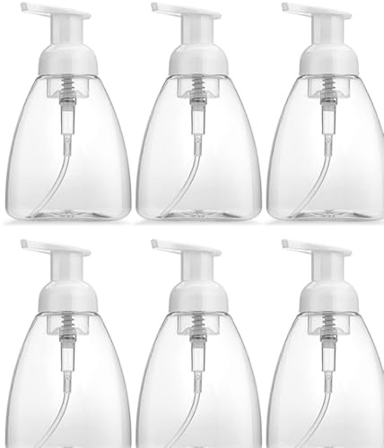 Durchsichtiger Schaumspender, leer, nachfüllbar, leicht zu drücken, Kunststoff-Schaumseifenspender, Flasche für Flüssigseife auf Küchen- und Badezimmerspülen (6 Stück)