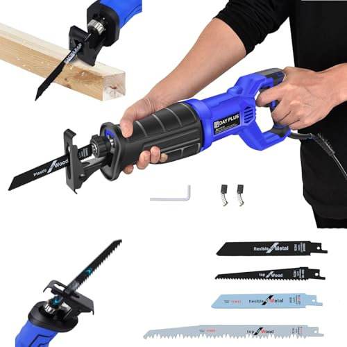 900W Universalsäge Elektrische Reciprosäge mit 5 Sägeblätter, 2800RPM Elektrischer Säbelsägen mit Sicherheits Verriegelungsknopf, 28mm Hublänge für Kann Metall, Holz