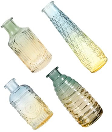 Garneck 4piezas Jarrón De Vidrio Transparente Decorativo para Hogar Unidades Diseño Nórdico