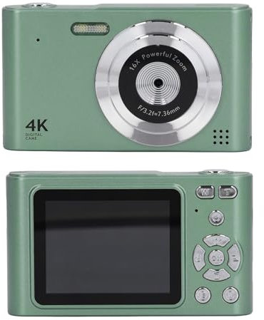 48MP Digital Camera,2.5K HD Dual Camera,Compact Digital Camera16x Zoom Auto Focus Smart Digital Camera Vlogging Camera for Home Travel (Green)