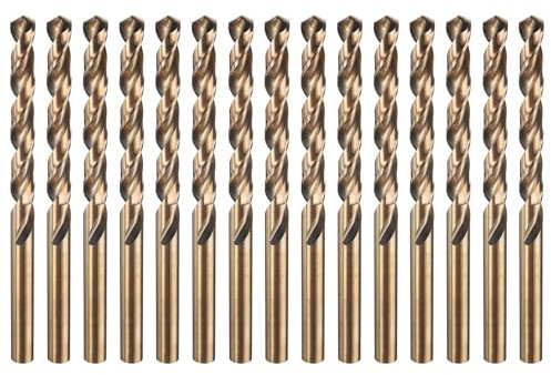 sourcing map 15pcs M35 Cobalt Twist Drill Bit Set 6mm Dia High-Speed Steel Metric Drill Bits 91mm Overall Length for Drilling Cutting Through Hard Metals Stainless Steel