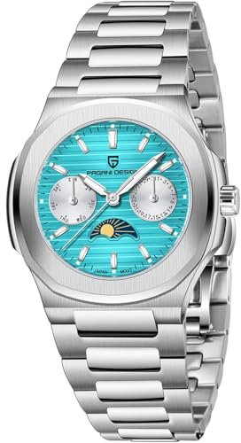 Pagani Design PD1786 Damen-Quarzuhr, multifunktional, Chronograph, Mondphase, automatisches Datum, Woche, Armbanduhr