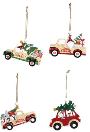 Holzanhänger 4 Stück Weihnachtsbaum Anhänger Auto Weihnachten Event