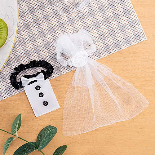 PALUMMA 2 Piezas de Decoración de Copas de Vino para Boda, Decoraciones de Mesa de Novia y Novio, Fundas Creativas para Tazas de Champán