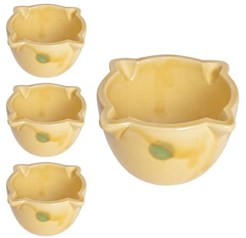 Set 12 Morteros Pequeños Sin Maza 12 x 8cm. Mortero de Cerámica Amarillo para Ajo y Especias para Servir Salsas, Aperitivos. Hostelería, Bar, Restaurantes (Amarillo, 12 x 8 cm (12 Uds)