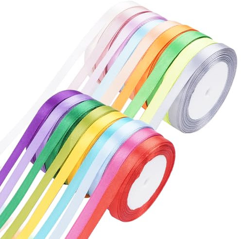 Zythrem 18 Farben Satinband Bänder, 6mm x 22m Farbe Satinband, Polyester Schleifenband, Dekoration Geschenkband für Heimwerkerkunst Handwerk, Schleifen, Hochzeitsdekoration