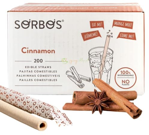 FIT ME Essbare Strohhalme mit Zimt Geschmack - 25 Stück - 100% Biologisch Abbaubar - Trinkhalme ohne Allergene