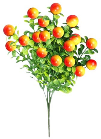 lulalula Bouquet de fruits rouges porte-bonheur artificiels, branches de fruits de Noël, houx, verdure, arbustes, fleurs, plantes, bouquets pour intérieur et extérieur, décoration d'intérieur
