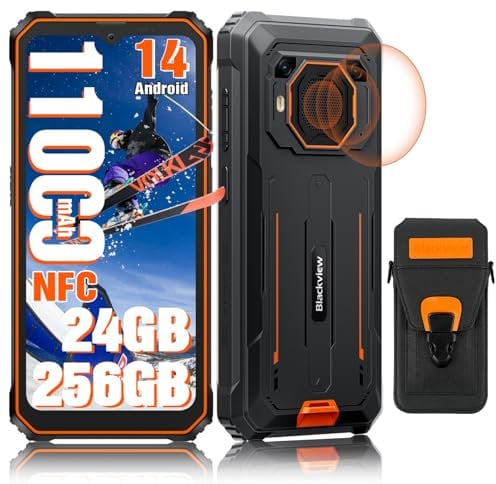 Blackview BV6200 PIus Rugged Phone, 24GB+256GB/2TB, 11000mAh/18W Fast Charge, 98dB Speaker, 6.56 90Hz, AI Camera, 3 Card Slots 4G Tough Phone/NFC/OTG/Fingerprint-Orange