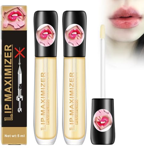 2Pc Plumping Lip Maximizer Serum,3D Lip Plumper Extreme,Lip Maximizer Hyaluronic Lip Plumper,Lip Gloss Enhancer Booster Volume,Beseitigen Trockenheitsfalten Und Verbessern Den Prallen Glanz
