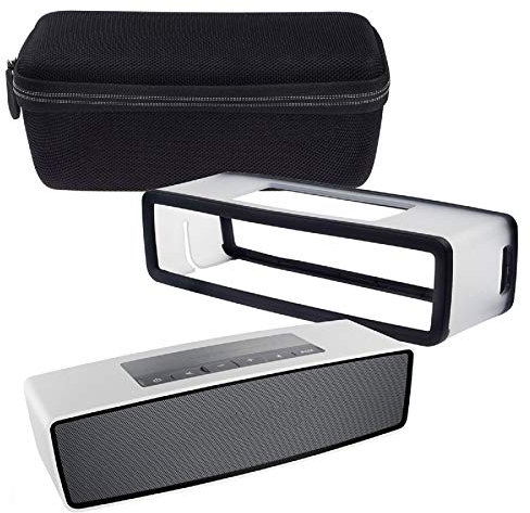 Catoco Bose Soundlink Étui rigide pour mini haut-parleur avec coque en silicone souple Protection et transport Intérieur rembourré d'air pour haut-parleur et station d'accueil