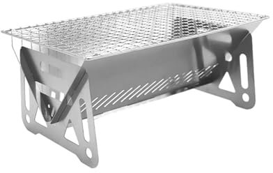 Grille de barbecue portable pliable pour le camping, grille de barbecue en acier inoxydable (grande taille)