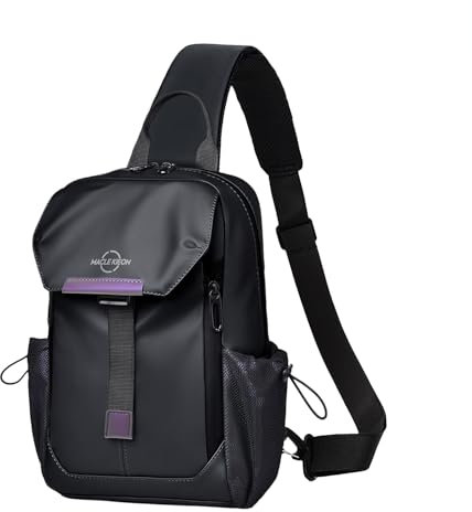 MANETTA Erweiterbare Umhängetasche für Herren, Schwarz (Skalierbar - schwarz)