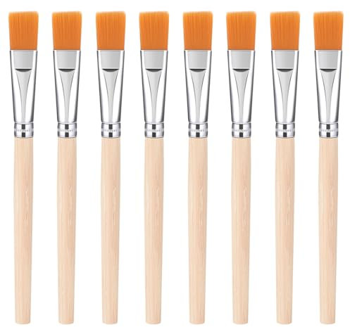8 Pcs Flat Paint Brushes Set, 3/5 Inch Wood Artist Craft Paint Brushes Versatile Paint Brushes Watercolor Small Brush Bulk Painting Brush for Acrylic, Watercolor, Oil, and Craft Projects