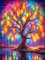 Jazcimdo Diamond Painting, 5D Diamant Painting Bilder Erwachsene Bunt Baum, DIY Mosaikherstellung Diamant Malerei Bilder Set für Wanddekoration (30x40cm)